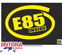 JINTORA Autocollant Voiture - e85 à l'intérieur - 141x99 mm - Jaune - Sticker pour Voiture Tuning - Résistant aux intempéries - Vinyle Durable - Facile à Coller - Accessoire déco Original