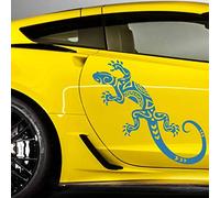 Jintora - Autocollant voiture Gekko Abstrait, 2 pièces 70cm x 29cm Bleu Clair - Sticker auto résistant intempéries en vinyle - Facile à coller sur carrosserie vitre pare-chocs Accessoire déco véhicule