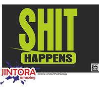 JINTORA Autocollant Voiture - Shit Happens - 123x99 mm - Chaux - Sticker pour Voiture Tuning - Résistant aux intempéries - Vinyle Durable - Facile à Coller - Accessoire déco Original