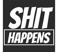 JINTORA Autocollant Voiture - Shit Happens - 128x99 mm - Blanc - Sticker pour Voiture Tuning - Résistant aux intempéries - Vinyle Durable - Facile à Coller - Accessoire déco Original