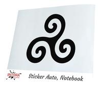 JINTORA Autocollant Voiture - Triskele - 108x99 mm - Noir - Sticker pour Voiture Tuning - Résistant aux intempéries - Vinyle Durable - Facile à Coller - Accessoire déco Original