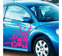 JINTORA - Autocollant Voiture Verre Hibiscus, 2 pièces. 50cm x 50cm Pink - Sticker Auto résistant intempéries en Vinyle - Facile à Coller sur carrosserie vitre Pare-Chocs Accessoire déco véhicule