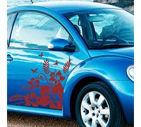 JINTORA - Autocollant Voiture Verre Hibiscus, 2 pièces. 60cm x 60cm Pourpre - Sticker Auto résistant intempéries en Vinyle - Facile à Coller sur carrosserie vitre Pare-Chocs Accessoire déco véhicule