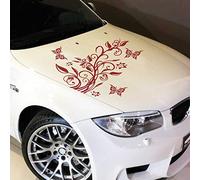 JINTORA - Autocollant Voiture Vrille Floral+ 3 Papillons 92cm x 60cm Pourpre - Sticker Auto résistant intempéries en Vinyle - Facile à Coller sur carrosserie vitre Pare-Chocs Accessoire déco véhicule