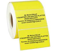 JINTORA - Étiquettes d’Adresse Autocollantes Personnalisées 200 pièces - 40x22 mm - Fond Jaune, Texte Noir - Stickers Adressé pour Colis, Courrier, Bureau - Papier Adhésif - Impression Durable