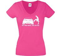 JINTORA - Tee Shirt Femme Rose - Taille L - Pas de manèges gratuits gaz ou sodomie - t-Shirts à Manches Courtes Femme - Cadeau Fun pour Anniversaire ou Loisirs