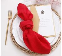 JINVASE Lot de 12 serviettes de table en coton et lin lavables pour décoration de mariage (rouge)