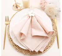 JINVASE Lot de 12 serviettes de table en coton et lin lavables pour décorations de mariage (champagne poudré)