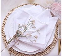 JINVASE Lot de 12 serviettes de table en vrac 100 % coton doux naturel avec bords ourlés pour décorations de mariage, événements familiaux, fêtes - 40,6 x 40,6 cm - Blanc