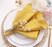 JINVASE Lot de 6 serviettes de table en vrac 100 % coton doux avec bords ourlés pour décoration de mariage, événements familiaux, fêtes - 40,6 x 40,6 cm - Jaune moutarde