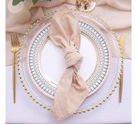 JINVASE Lot de 6 serviettes de table en vrac, 100 % coton doux naturel, lavables avec bords ourlés pour décorations de mariage, événements familiaux, 40,6 x 40,6 cm, champagne