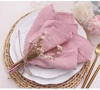 JINVASE Lot de serviettes de table en lin 100% coton naturel doux, serviettes lavables avec bords ourlés pour décorations de mariage, fêtes familiales, 40,6 x 40,6 cm, (lot de 12, rose poudré)