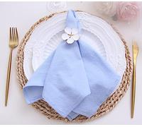 JINVASE Lot de serviettes en tissu pour dîner, 100 % lin de coton doux, serviettes lavables avec bords ourlés pour décorations de mariage, événements familiaux, 40,6 x 40,6 cm, (lot de 6, bleu clair)