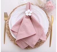JINVASE Lot de serviettes en tissu pour dîner, 100 % lin de coton doux, serviettes lavables avec bords ourlés pour décorations de mariage, fêtes familiales, 40,6 x 40,6 cm, (lot de 12, rose poudré