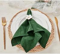 JINVASE Serviettes de table en tissu en gros, 100 % coton naturel doux de qualité lin, lavables avec bords ourlés pour décorations de mariage Noël, 40,6 * 40,6 cm, (lot de 12, vert foncé)