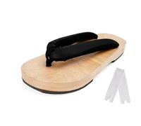 jinwinda Sandales traditionnelles japonaises Geta en bois, Bois / Noir, 44 EU