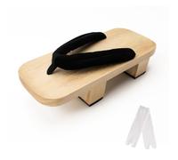 jinwinda Sandales traditionnelles japonaises Geta en bois (bois rouge, système de pointure UE pour adulte, femme, numérique), bois noir, 44 EU Étroit