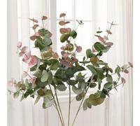 JINWOE Lot de 2 tiges d'eucalyptus artificielles d'automne - Longues tiges de verdure séchées - Fleurs artificielles en vrac pour Halloween, Noël, vases hauts, table de cuisine, décoration d'intérieur