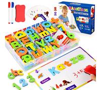 Jinxful Jeux éducatifs de 3 4 5 6 7 Ans, Lettres magnétiques Aimant Jouets pour Enfants de 3-7 Ans Apprentissage des Lettres Chiffres Cartes d'apprentissage/Tableau magnétique Cadeau Enfant