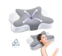 JINXIA Oreiller Cervical pour Dormir,Oreiller Orthopédique Ergonomique pour Le Soutien du Cou,Oreiller en Mousse à Mémoire de Forme pour Les Personnes Dormant sur Le Côté/Le Dos/Le Ventre, Gris/Blanc
