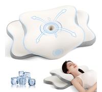 JINXIA Oreiller Ergonomique Cervical,Coussin Cervicales pour Soulager Les Douleurs Cervicales,aux épaules,Oreiller Ergonomique de Soutien Cervical pour Dormeurs sur Le Côté,Le Dos ou Le Ventre,Blanc