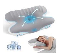 JINXIA Oreiller Rafraîchissant en Mousse à Mémoire de Forme, Oreiller Orthopédique Ergonomique pour Soutien du Cou, Oreiller Cervical pour Dormeur sur Le Côté/Dos/Ventre,Gris