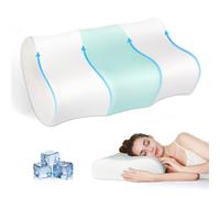 JINXIA Oreiller Rafraîchissant en Mousse à Mémoire de Forme, Oreiller Orthopédique Ergonomique pour Soutien du Cou, Oreiller Cervical pour Dormeur sur Le Côté/Dos/Ventre,Blanc