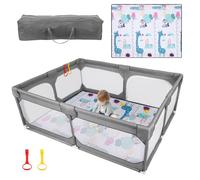 JINXIA Parc Bebe,190x150 cm,XXL Pliable Parc Modulable Bébé Avec Panneau d'activité,Playpen extra grand pour bébés et tout-petits,parc enfant,Gris