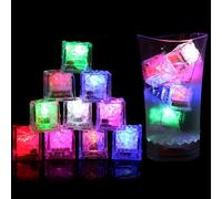 JINXIAN 18 Pcs Coloré Flash Ice avec Capteur Glaçon Lumineux Led éTanches | Cube Lumineux Bain pour Décoratifs Cocktail Tour à Champagne Piscine Fête