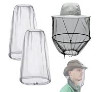 JINXIAN 3 Pièces Chapeau Moustiquaire Gris Insect Ecran Respirant Filet de Tête Anti-Moustiques Facile à Ranger pour Apiculteur Camping Extérieur Pêche