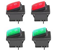 JINXIAN 4 Pcs Mini Interrupteur ON-OFF Interrupteur à Bascule étanche | avec Voyant Lumineux Interrupteur marche Arret de Type SPST 4 Broches 2 Positions 16A 250VAC Rouge Vert