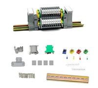 JINXIAN Couche Double Borniers Rail MBKKB2.5 DIN de Boite | Rail DIN Connecteur avec Bande de Repérage Numérique Blocs de Mise à la Terre Rails en Aluminium Capuchons
