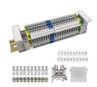 JINXIAN Kit Bornier Électrique Rail DIN Universel UK/3N5N Terre, Alu, Capuchons, Supports, Cavaliers et Connecteurs Compacts