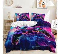 JINXIUJIASI 3D Gamepad Housse De Couette Gamer Parure De Lit Impression Jeu avec Fermeture éClair Microfibre Douce pour GarçOn Adolescent Adulte Decoration Chambre (A-4, 90x190+1x65x65cm)