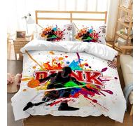 JINXIUJIASI Basketball Parure De Lit 140x200 Joueur De Basket Imprimé en 3D Housse De Couette Microfibre Douce Convient Aux GarçOns Filles Adultes