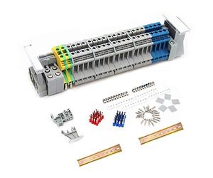 JINXM UK-2.5 Kit de Borniers de Rail DIN Connecteur de Bornier Connecteur de Boite Borniers sur Rail Din Bornier Blocs de Mise à la Terre Rails en Aluminium Capuchons Supports Cavaliers de Pont