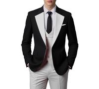 JinXuanYa Costume 3 pièces pour homme - Coupe ajustée - Écharpe à revers - Blazer - Smoking - Pour mariage - Blazer + gilet + pantalon, Argent (Silver), Taille S