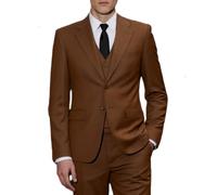JinXuanYa Costume 3 pièces pour homme - Coupe ajustée - Smoking professionnel formel - Pour mariage, garçons d'honneur (blazer + gilet + pantalon), marron, M