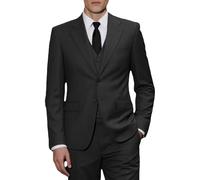 JinXuanYa Costume 3 pièces pour homme - Coupe ajustée - Smoking professionnel formel - Pour mariage, garçons d'honneur (blazer + gilet + pantalon), Noir , XXL