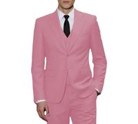JinXuanYa Costume 3 pièces pour homme - Coupe ajustée - Smoking professionnel formel - Pour mariage, garçons d'honneur (blazer + gilet + pantalon), rose, L