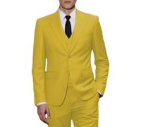 JinXuanYa Costume 3 pièces pour homme - Coupe ajustée - Smoking professionnel formel - Pour mariage, garçons d'honneur (blazer + gilet + pantalon), jaune, XL