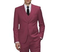 JinXuanYa Costume 3 pièces pour homme - Coupe ajustée - Smoking professionnel formel - Pour mariage, garçons d'honneur (blazer + gilet + pantalon), bordeaux, L