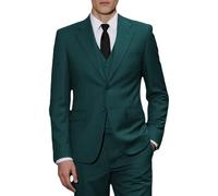 JinXuanYa Costume 3 pièces pour homme - Coupe ajustée - Smoking professionnel formel - Pour mariage, garçons d'honneur (blazer + gilet + pantalon), bleu sarcelle, XXL