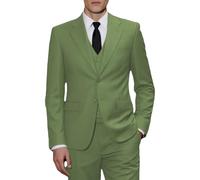 JinXuanYa Costume 3 pièces pour homme - Coupe ajustée - Smoking professionnel formel - Pour mariage, garçons d'honneur (blazer + gilet + pantalon), Vert chasse., 4XL