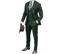 JinXuanYa Hommes Costume 3 pièces Formelle Tweed Herringbone Robe Costume Bal Smoxedos Marié (Bblazer+gilet+pantalon), Hunt Green, M