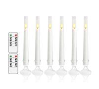 JINYANIA bougie sans flamme alimenté par batterie avec télécommande et 2/4/6/8 h minuterie LED colonne bougies par paquet de 6 bougies à mèche mobile réaliste pour la décoration de la maison (Blanc)