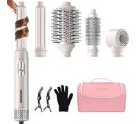 JINYAWA Airbrush 5 en 1, Brosse Soufflante avec 5 Accessoires, 1000W Hair Styler, Seche Cheveux Brosse, 3 Températures, Avec Organiseur de Voyage, pour Sécher, Coiffante