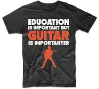JINYIHOUSE Education is Important But Guitar is Importanter Funny Mens T Shirt 100% Cotton Black M