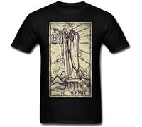 JINYIHOUSE Habo Line Pumpkin Men's The Hermit Tarot T Shirts Black M