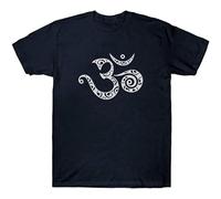 JINYIHOUSE Om Mantra T Shirt Zen Buddhism Meditation Japan Japanese Spiritual Symbol Men Navy XXL